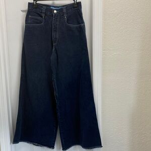 Vintage Y2K Kik Wear '91 Baggy Wide-Leg Dark Denim Jeans with "Stash" Pocket